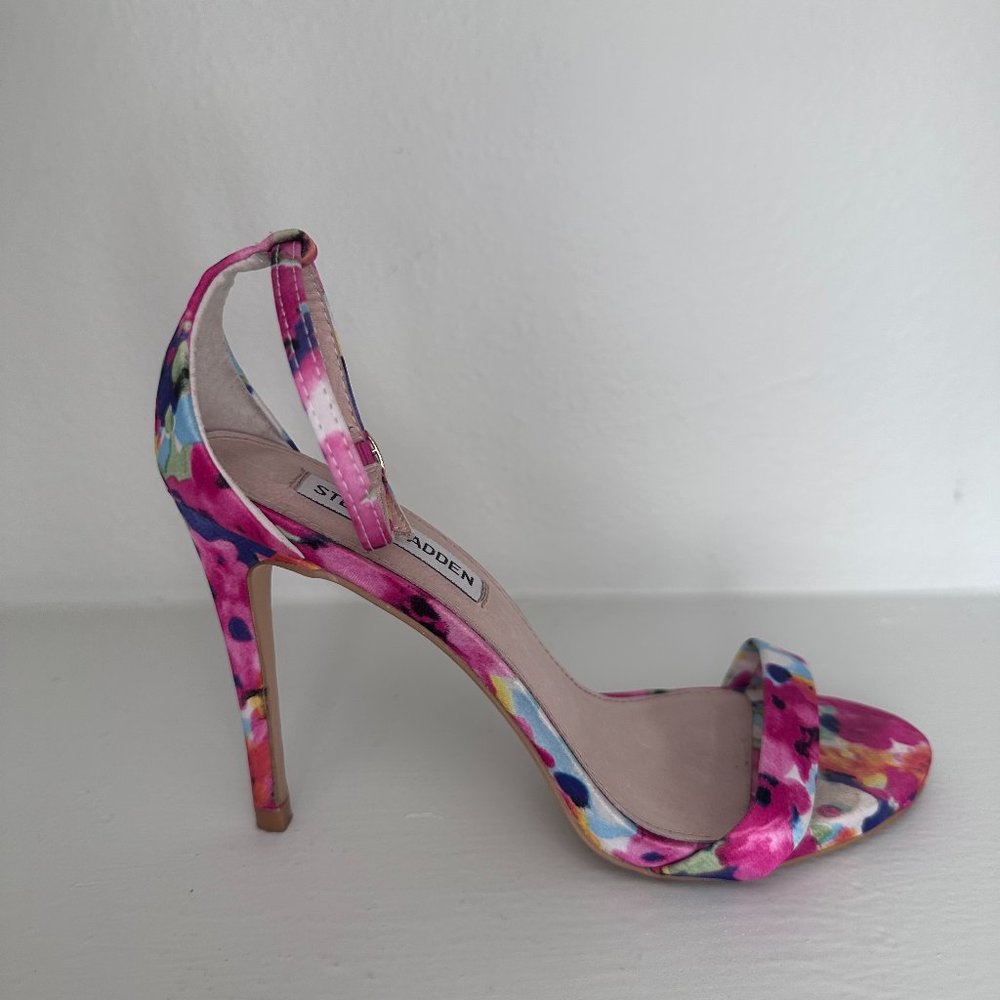 Steve Madden Stecy Floral Ankle Strap Heels, Barbie Pink